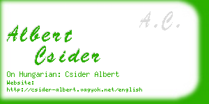 albert csider business card